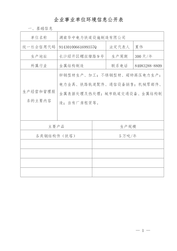 湖南千锦软件电力铁道设施制造有限公司2019年度企业事业单位环境信息公开表(图1)